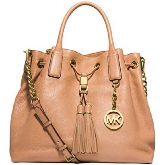 MK Camden Large Drawstring Bag in Suntan Leather - Picture 1 of 16